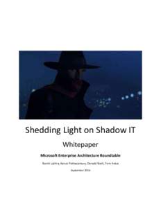 Shedding Light on Shadow IT Whitepaper Microsoft Enterprise Architecture Roundtable Ramit Luthra, Karun Pothacamury, Donald Stahl, Tom Valva September 2014
