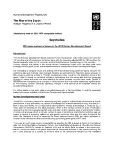 Human Development Report[removed]The Rise of the South: Human Progress in a Diverse World  Explanatory note on 2013 HDR composite indices