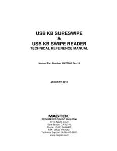 USB KB Swipe Reader, Technical Reference Manual