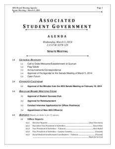 ASG Board Meeting Agenda Senate Meeting – March 5, 2014 Page 1  ASSOCIATED