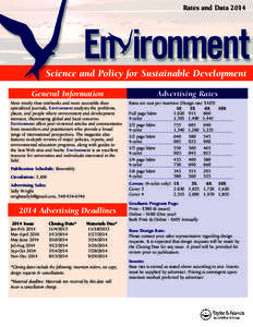 Rates and Data[removed]Science and Policy for Sustainable Development General Information More timely than textbooks and more accessible than specialized journals, Environment analyzes the problems,