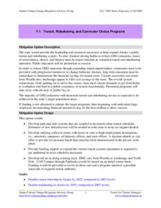 Alaska Climate Change Mitigation Advisory Group  TLU TWG Straw Proposals, [removed]T-1. Transit, Ridesharing, and Commuter Choice Programs