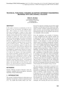 Proceedings of TMCE 2010 Symposium, April 12-16, 2010, Ancona, Italy, ed. by I. Horv´ath, F. Mandorli and Z. Rus´ak c Organizing Committee of TMCE 2010 Symposium, ISBN3 TECHNICAL FUNCTIONS: TOWARDS ACC