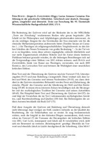 Peter BUSCH – Jürgen K. ZANGENBERG (Hgg.), Lucius Annaeus Cornutus. Einführung in die griechische Götterlehre. Griechisch und deutsch. Herausgegeben, eingeleitet und übersetzt. Texte zur Forschung Bd. 95. Darmstadt