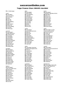 soccercardindex.com Topps Premier Stars[removed]checklist  1 F.A. Premier League Arsenal  2 Team badge & Thierry Henry (Flix-Pix)