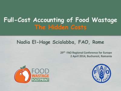 Full-Cost Accounting of Food Wastage The Hidden Costs Nadia El-Hage Scialabba, FAO, Rome 29th FAO Regional Conference for Europe 2 April 2014, Bucharest, Romania