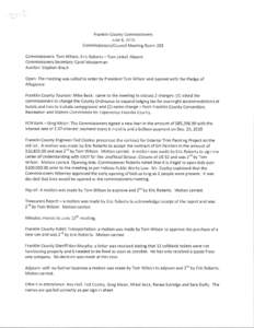 Franklin County Commissioners June 8, 2015 Commissioners/ Council Meeting Room 203 Commissioners: Tom Wilson, Eric Roberts— Tom Linkel: Absent