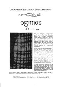 -  FOUNDATION FOR ENDANGERED LANGUAGES This issue of Ogrnios features some good news about the Chimila