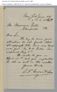 Letter from S.T. Gordon to Morrison Foster, June 22, 1889 Foster Hall Collection, CAM.FHC[removed], Center for American Music, University of Pittsburgh. 