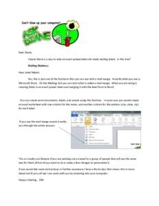 Mail merge / Microsoft Excel / Spreadsheet / Worksheet / Mail / Label / Email / Business / Microsoft Office / Stationery / Software / Computing