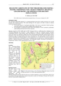 Regolith Carbonates of the Tibooburra/ Milparinka Inliers, North West NSW: Characteristics, regional geochemistry and minerals