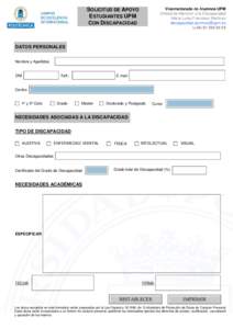 Vicerrectorado de Alumnos UPM Unidad de Atención a la Discapacidad María Luisa Francisco Martínez  (+