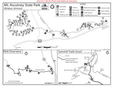 Click On A Site For Photo And Additional Information  Mt. Ascutney State Park Windsor, Vermont  LEGEND