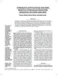 TOWARDS A BOTTLENOSE DOLPHIN WHISTLE ETHOGRAM FROM THE SHANNON ESTUARY, IRELAND