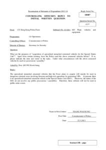 Examination of Estimates of Expenditure[removed]Reply Serial No. SB087  CONTROLLING OFFICER’S REPLY TO