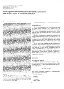 International Journal of Toxicology, 27(Suppl. 2f53—69, 2008 Copyright © American College of Toxicology ISSN: [removed]print! 1092-874X online 001: [removed][removed]  Final Report of the Addendum to the Safet