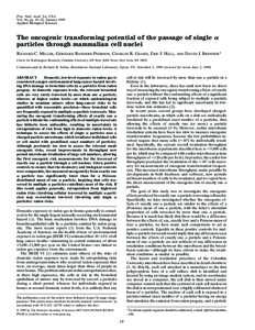 Proc. Natl. Acad. Sci. USA Vol. 96, pp. 19–22, January 1999 Applied Biological Sciences The oncogenic transforming potential of the passage of single a particles through mammalian cell nuclei