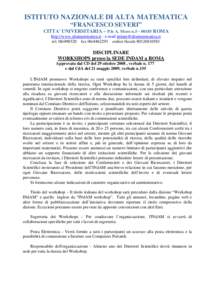 ISTITUTO NAZIONALE DI ALTA MATEMATICA FRANCESCO SEVERI