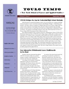 Touro Tempo - New York School of Career and Applied Studies TOURO COLLEGE Volume 9, Issue 1  September 2012