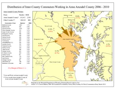 Distribution of Inter-County Commuters Working in Anne Arundel County[removed]Anne Arundel County Workers Com m uters From  Num ber