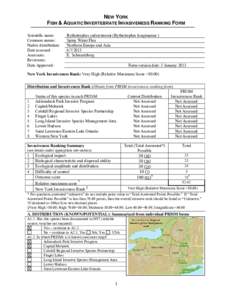 NEW YORK NON-NATIVE PLANT INVASIVENESS RANKING FORM