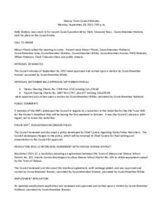 Odessa Town Council Minutes Monday, September 28, 2015-7:00 p.m. Kelly Watkins was sworn in for vacant Council position #4 by Clerk-Treasurer Kiesz. Councilmember Watkins took his place at the Council table. CALL TO ORDE