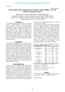 Photon Factory Activity Report 2008 #26 Part BChemistry NW10A/2008G154  XAFS Study on SiO2-Supported Ru-Complex Catalysts Highly Active for