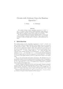 Circuits with Arbitrary Gates for Random Operators ∗ S. Jukna G. Schnitger