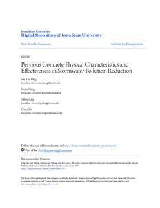 Pervious Concrete Physical Characteristics and Effectiveness in Stormwater Pollution Reduction