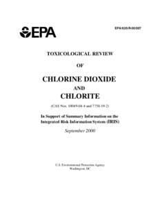 Toxicological Review of Chlorine Dioxide and Chlorite