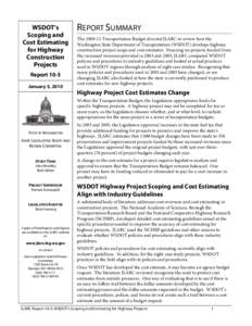 WSDOT’s Scoping and Cost Estimating for Highway Construction Projects