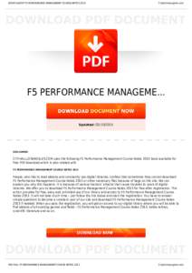 BOOKS ABOUT F5 PERFORMANCE MANAGEMENT COURSE NOTESCityhalllosangeles.com F5 PERFORMANCE MANAGEME...