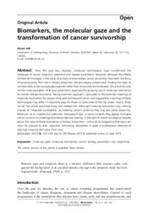 Biomarkers, the molecular gaze and the transformation of cancer survivorship