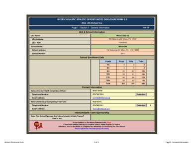 INTERSCHOLASTIC ATHLETIC OPPORTUNITIES DISCLOSURE FORM[removed]School Year Page 1 - Section 1: General Information Ver 6.0