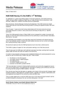 HUB HUB Hooray it’s the HUB’s 11th Birthday