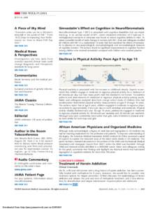 THIS WEEK IN JAMA JULY 16, 2008 A Piece of My Mind  Simvastatin’s Effect on Cognition in Neurofibromatosis