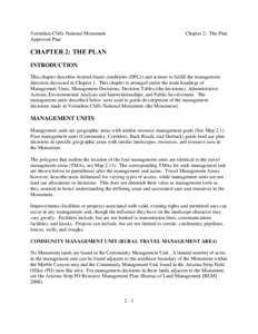 Vermilion Cliffs National Monument Approved Plan Chapter 2: The Plan  CHAPTER 2: THE PLAN