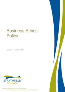 Strathfield /  New South Wales / Business ethics