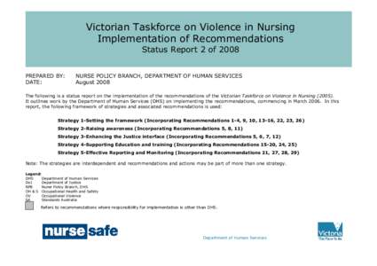 Occ Violence Project Status Report Aug 08