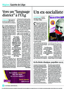 Régions Gazette de Liége  Vers un “language district” à l’ULg Enseignement Regroupement au sein du complexe Pitteurs