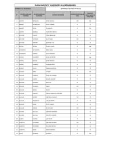 PLANA DOCENTE Y DOCENTES INVESTIGADORES NOMBRE DE LA UNIVERSIDAD N°  DOCENTE (APELLIDO