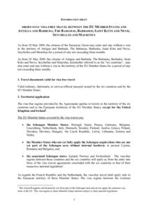 Information sheet – visa-free travel between the EU Member States and ……