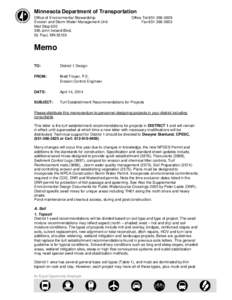 Minnesota Department of Transportation Office of Environmental Stewardship Erosion and Storm Water Management Unit Mail Stop[removed]John Ireland Blvd. St. Paul, MN 55155