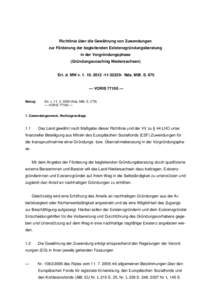 Richtlinie über die Gewährung von Zuwendungen zur Förderung der begleitenden Existenzgründungsberatung in der Vorgründungsphase (Gründungscoaching Niedersachsen)  Erl. d. MW vNds. MBl. S. 8