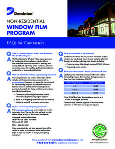 NON-RESIDENTIAL  WINDOW FILM PROGRAM FAQs for Contractors