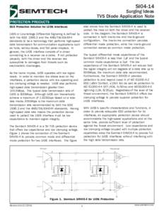 SI04-14  Surging Ideas TVS Diode Application Note PROTECTION PRODUCTS also shows how the Semtech SRV05-4 is used to