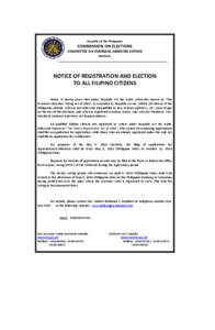 Republic of the Philippines  COMMISSION ON ELECTIONS COMMITTEE ON OVERSEAS ABSENTEE VOTING MANILA