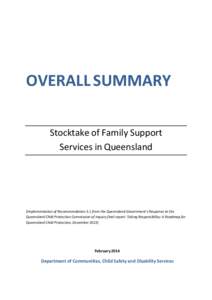 Stocktake of Family Support Services - Summary Booklet