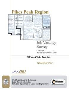 Pikes Peak Region  Job Vacancy Survey Conducted July 31 - September 7, 2001