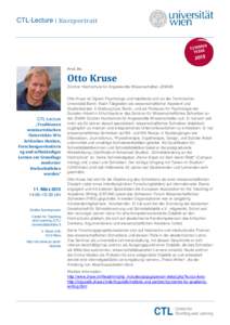 CTL-Lecture ‫ ׀‬Kurzportrait  Prof. Dr. Otto Kruse Zürcher Hochschule für Angewandte Wissenschaften (ZHAW)